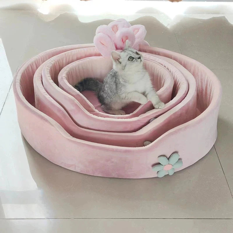 Detachable and Washable Pet Bed - Soft, Comfortable, and Warm Sleeping Solution for Dogs and Cats Year-Round