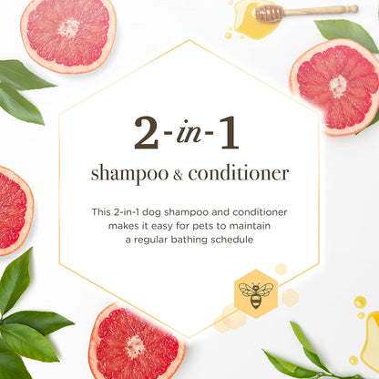 Shampoo & Conditioner with Naturally Derived Grapefruit Fragrance 2-In-1 Dog Shampoo & Conditioner - Cruelty Free, Formulated without Sulfates and Parabens, Made in USA, 12 Oz