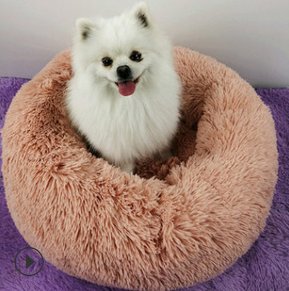 Round Plush Dog Beds for Small Dogs and Cats - Cozy Pet Nest Mat for Puppies