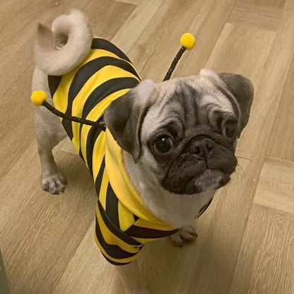 Pet Hoodie Sweatshirt for Dogs and Cats, Holiday-Themed Warm Apparel, Yellow Puppy Coat, Bee Costume for Halloween and Christmas (X-Large)