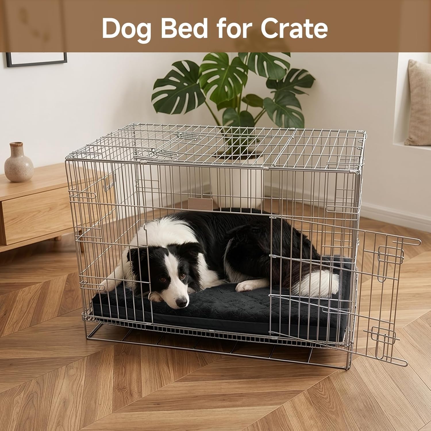 Premium Waterproof Dog Bed for Crate - Washable Reversible Kennel Pad, 23x17 inches, Black | Removable Cover, Anti-Slip, Outdoor Suitable for Small Dogs