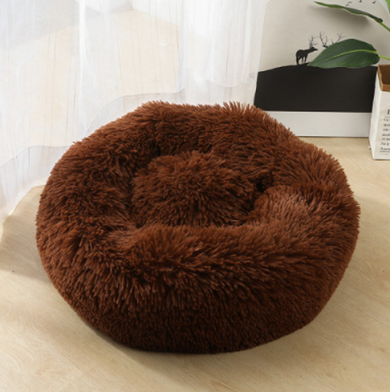 Round Plush Dog Beds for Small Dogs and Cats - Cozy Pet Nest Mat for Puppies