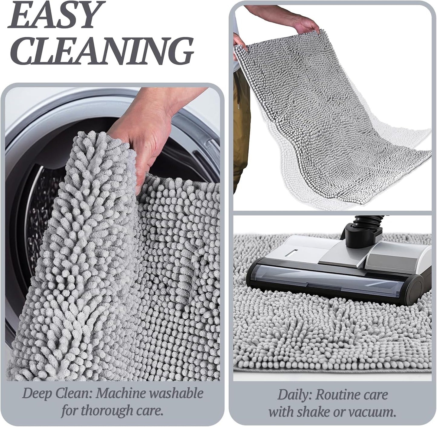 Absorpmax Dog Door Mat for Muddy Paws, 35" x 25", Grey | Non-Slip Mud Rug for Indoor & Outdoor Use, Washable Soft Chenille, Waterproof and Anti-Mud