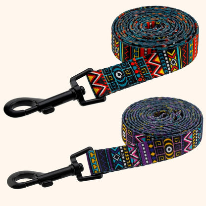Dog Leash Durable Pet Leash for Walking Training Running for Small, Medium and Large (Ethnic Pattern, Green, L)