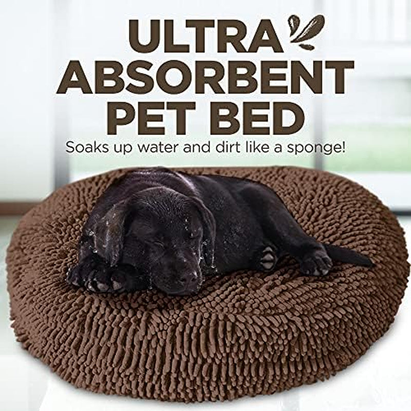 Soggy Doggy Super Snoozer round Dog Bed, Dark Chocolate, XL 42"X42"X7" | Removable, Zip-Off Washable Cover; Plush round Design; for Small to Large Breeds; Car & Living Room Use