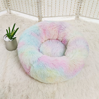Round Plush Dog Beds for Small Dogs and Cats - Cozy Pet Nest Mat for Puppies