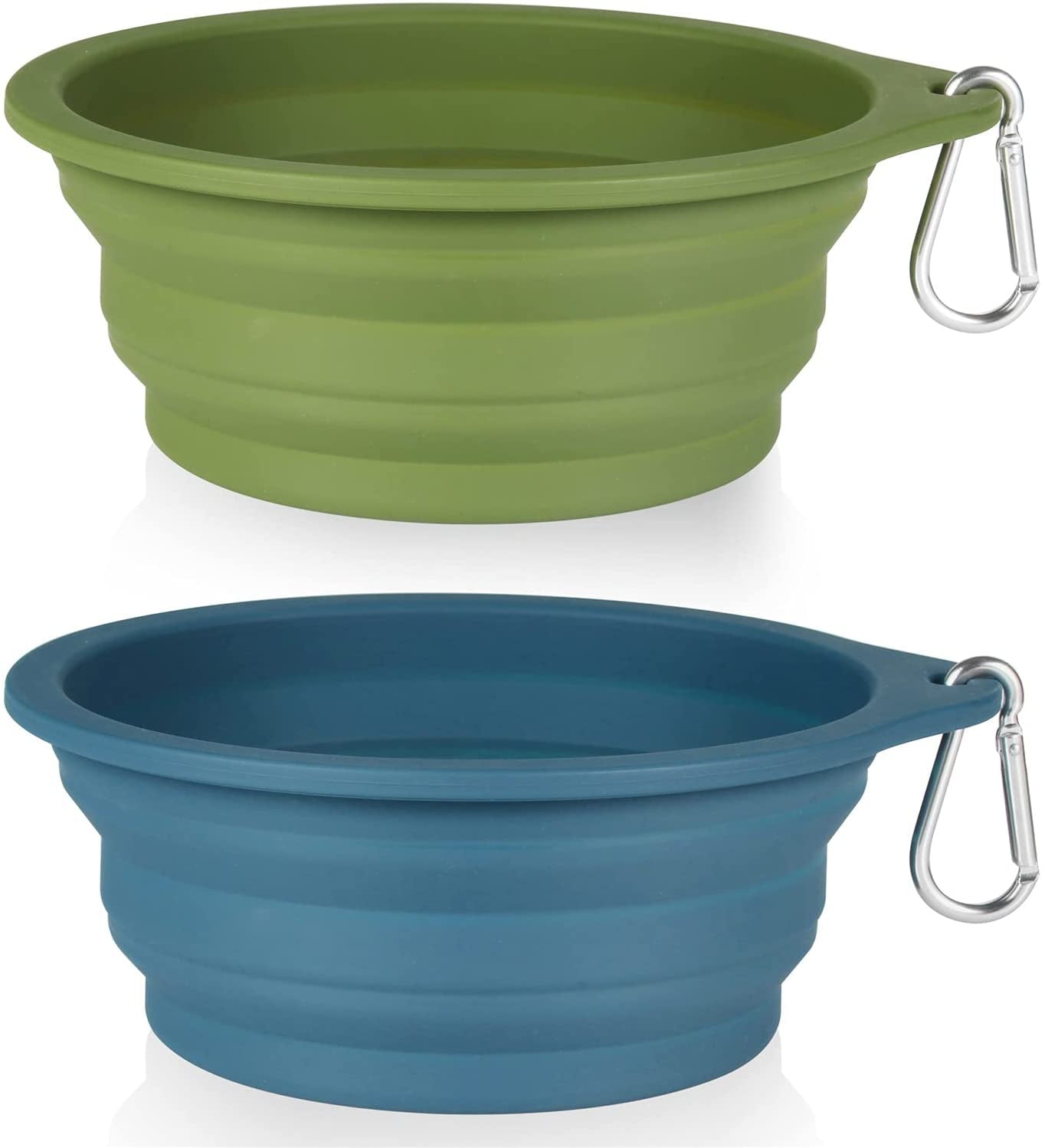 Collapsible Dog Bowls - 2-Pack, Integrated Molding Travel Bowls for Outdoor Feeding, 600ml Capacity (Navy Blue & Dark Green)