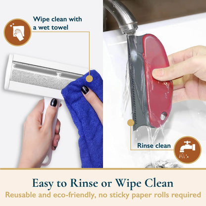 Pet Hair Removal Set - Reusable Lint Roller and Detailer for Efficient Fur Removal from Furniture, Carpets, Clothing, and Vehicles
