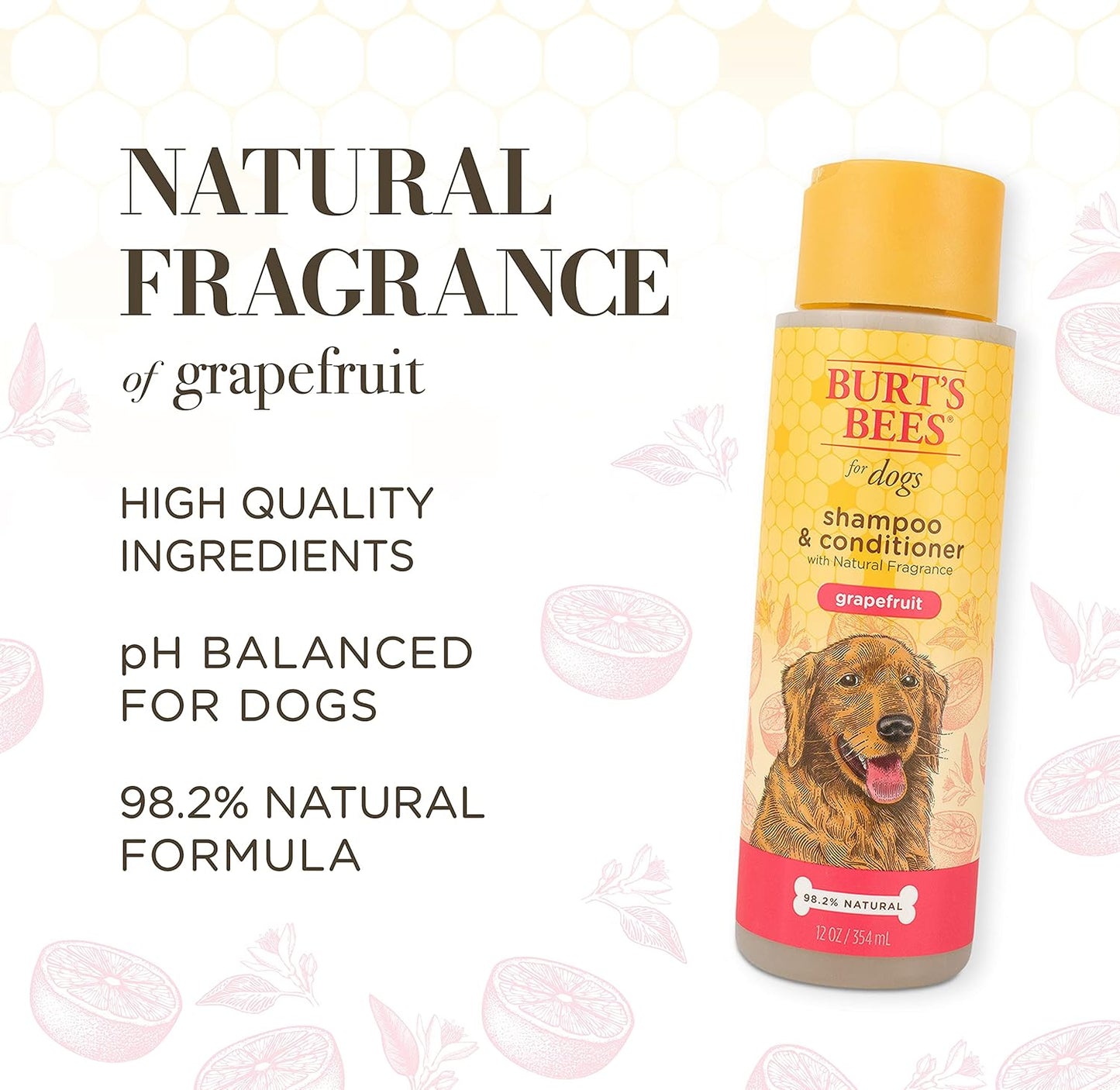 Shampoo & Conditioner with Naturally Derived Grapefruit Fragrance 2-In-1 Dog Shampoo & Conditioner - Cruelty Free, Formulated without Sulfates and Parabens, Made in USA, 12 Oz