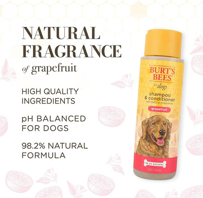 Shampoo & Conditioner with Naturally Derived Grapefruit Fragrance 2-In-1 Dog Shampoo & Conditioner - Cruelty Free, Formulated without Sulfates and Parabens, Made in USA, 12 Oz