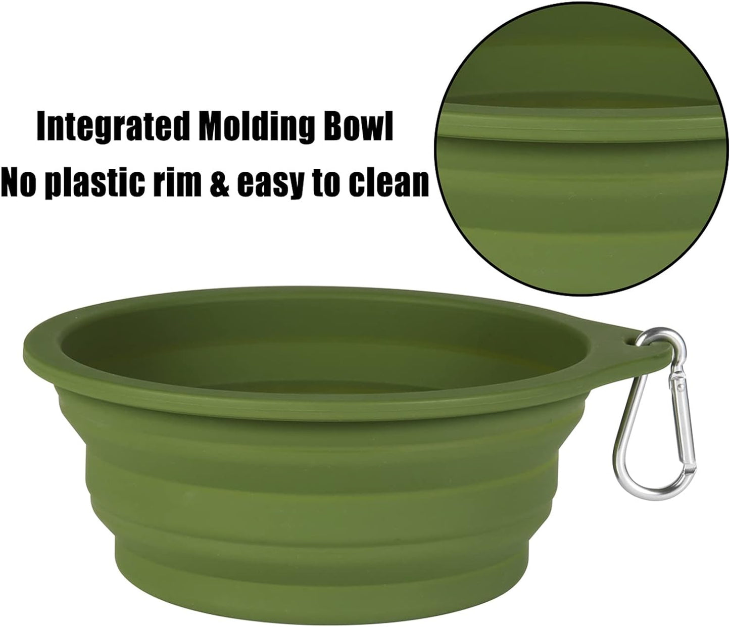 Collapsible Dog Bowls - 2-Pack, Integrated Molding Travel Bowls for Outdoor Feeding, 600ml Capacity (Navy Blue & Dark Green)