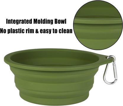 Collapsible Dog Bowls - 2-Pack, Integrated Molding Travel Bowls for Outdoor Feeding, 600ml Capacity (Navy Blue & Dark Green)