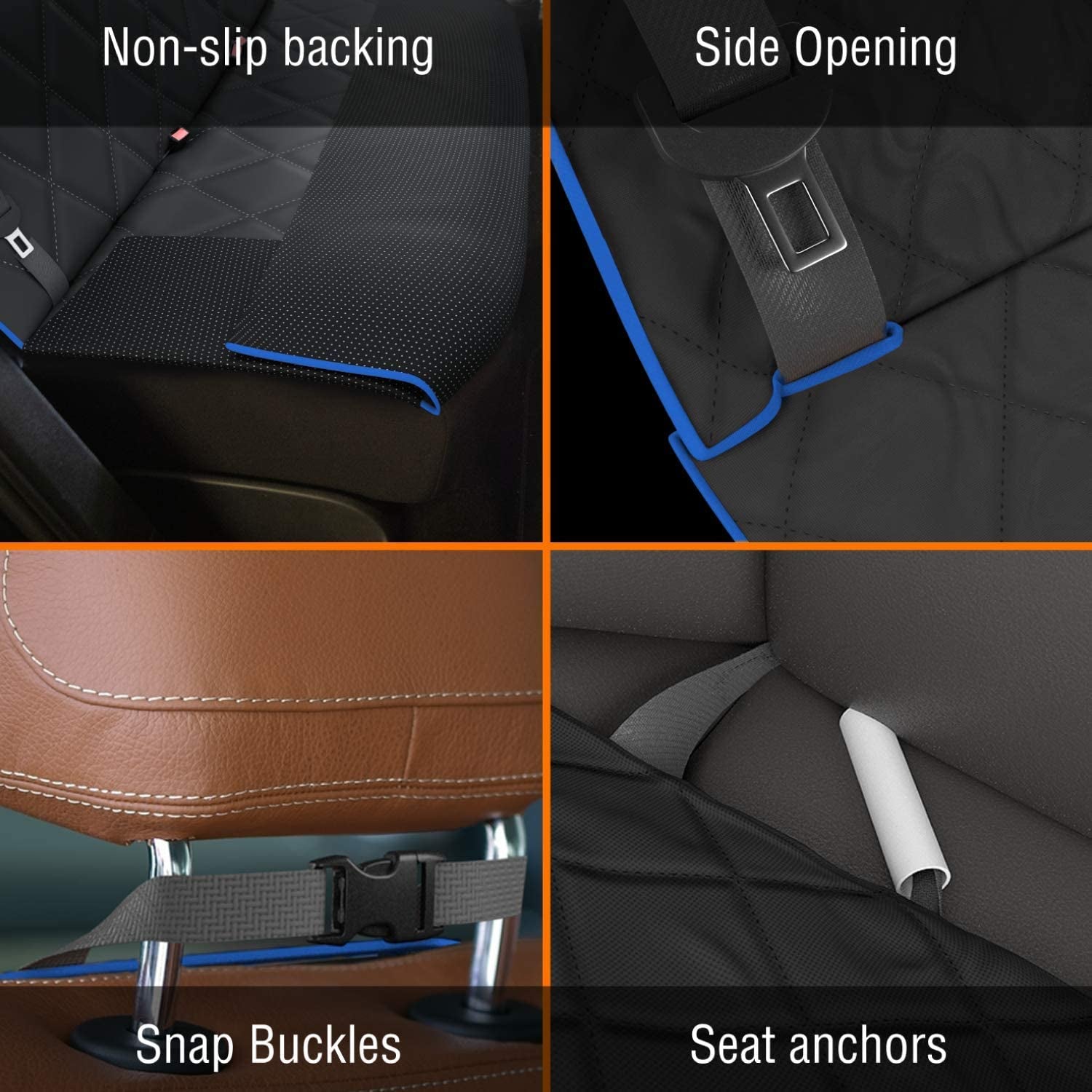 Extra Large Blue Waterproof Dog Rear Seat Cover - Durable, Scratch Resistant, Nonslip Protector for Vehicle Backseat, Machine Washable Pet Accessory