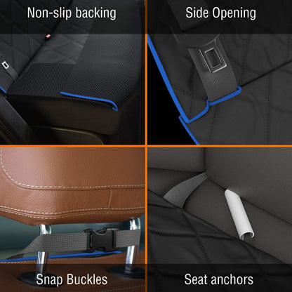 Extra Large Blue Waterproof Dog Rear Seat Cover - Durable, Scratch Resistant, Nonslip Protector for Vehicle Backseat, Machine Washable Pet Accessory