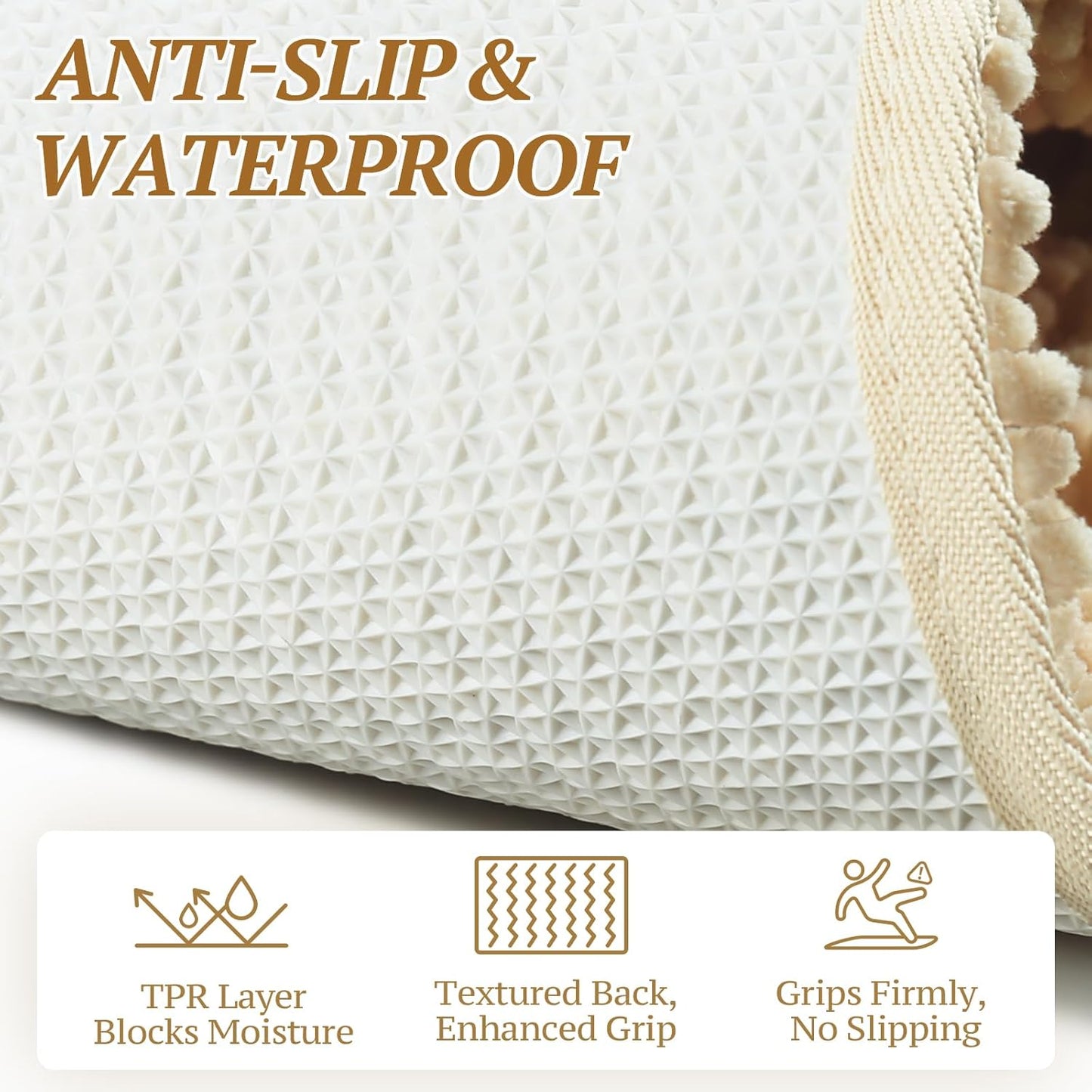 Absorpmax Dog Door Mat for Muddy Paws, 31" x 20", Beige | Non-Slip Indoor & Outdoor Mud Rug, Washable Soft Chenille, Waterproof Design