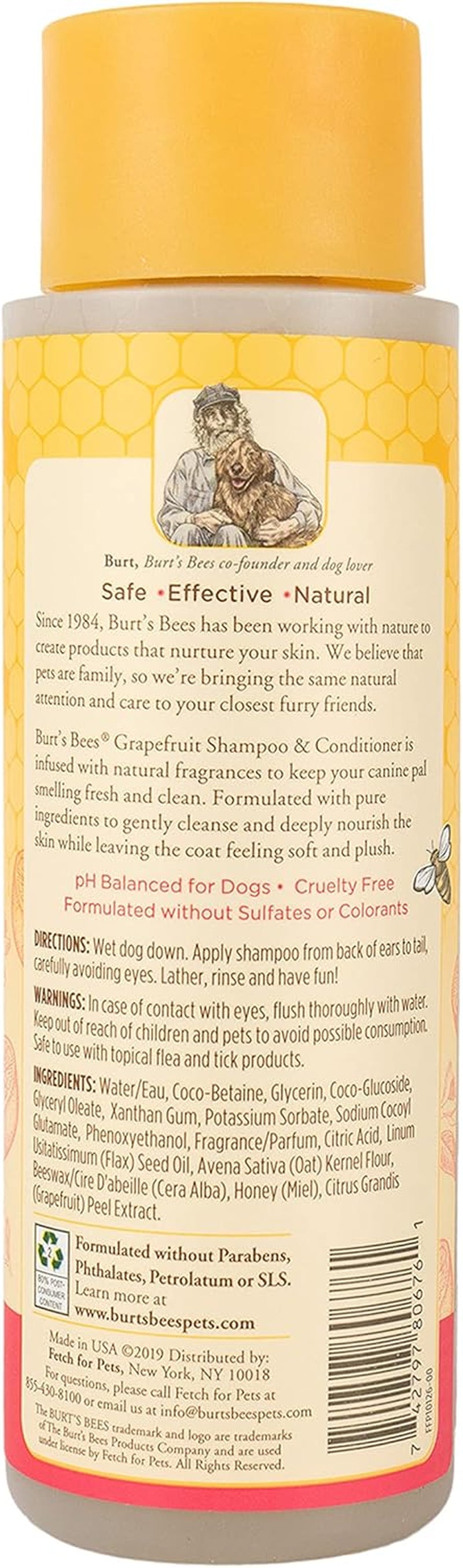 Shampoo & Conditioner with Naturally Derived Grapefruit Fragrance 2-In-1 Dog Shampoo & Conditioner - Cruelty Free, Formulated without Sulfates and Parabens, Made in USA, 12 Oz