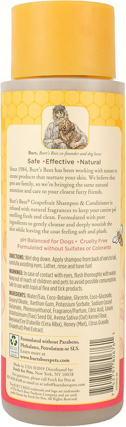 Shampoo & Conditioner with Naturally Derived Grapefruit Fragrance 2-In-1 Dog Shampoo & Conditioner - Cruelty Free, Formulated without Sulfates and Parabens, Made in USA, 12 Oz
