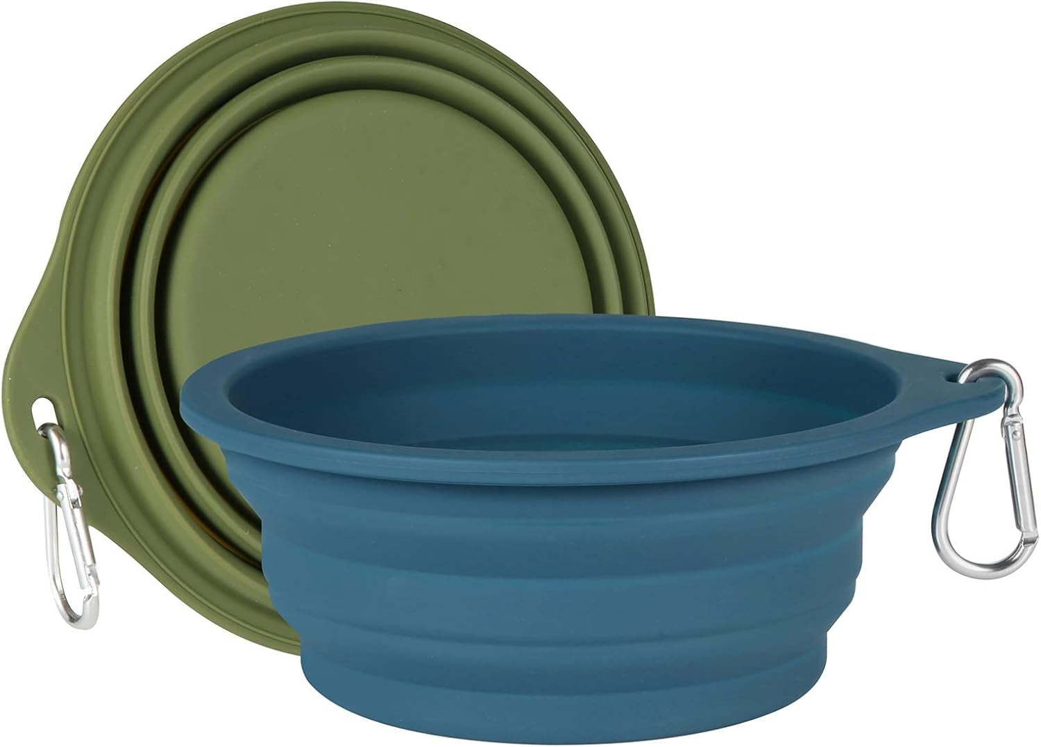 Collapsible Dog Bowls - 2-Pack, Integrated Molding Travel Bowls for Outdoor Feeding, 600ml Capacity (Navy Blue & Dark Green)