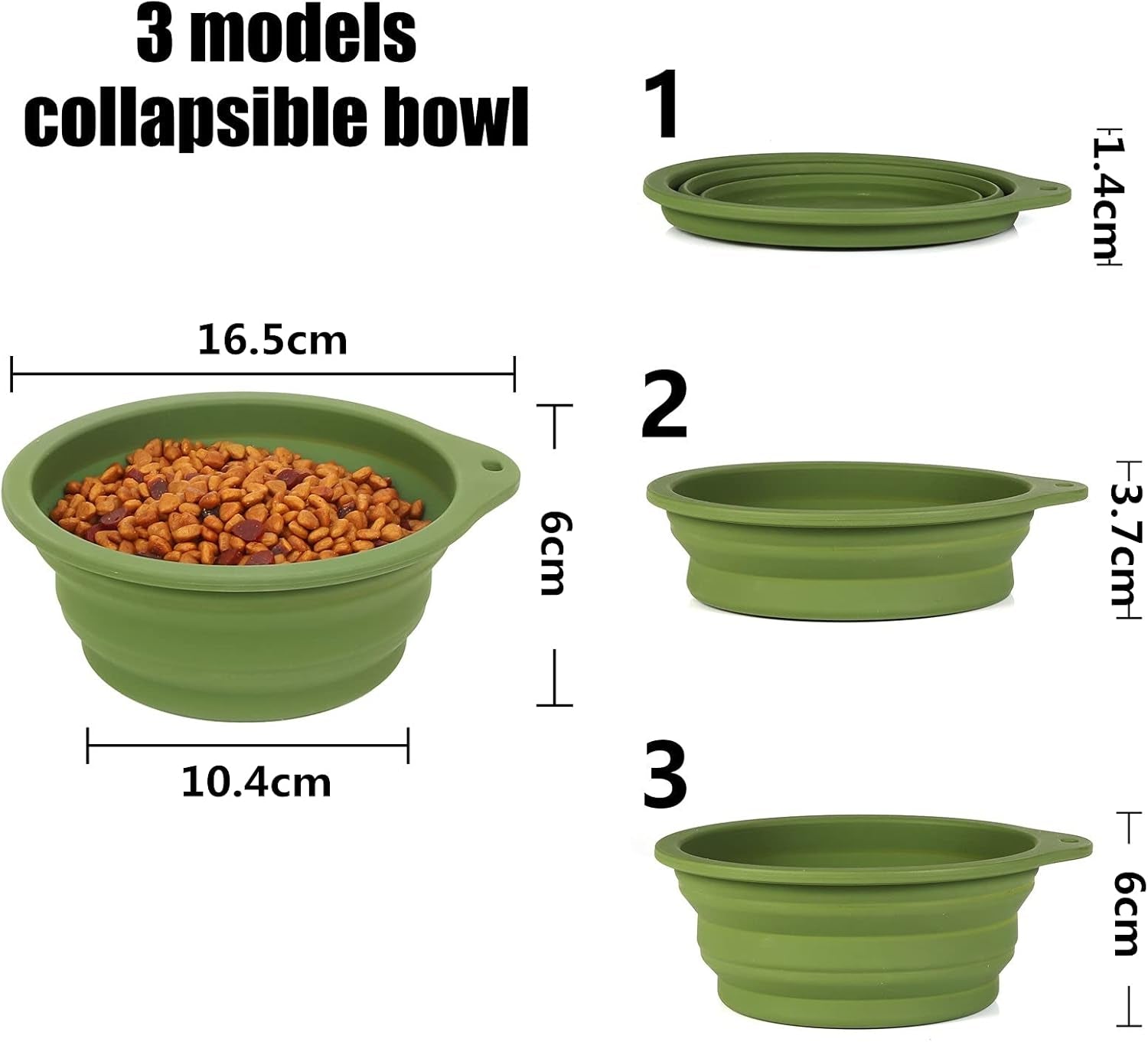 Collapsible Dog Bowls - 2-Pack, Integrated Molding Travel Bowls for Outdoor Feeding, 600ml Capacity (Navy Blue & Dark Green)