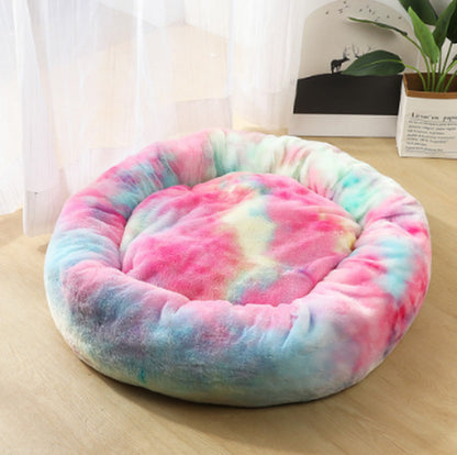 Round Plush Dog Beds for Small Dogs and Cats - Cozy Pet Nest Mat for Puppies
