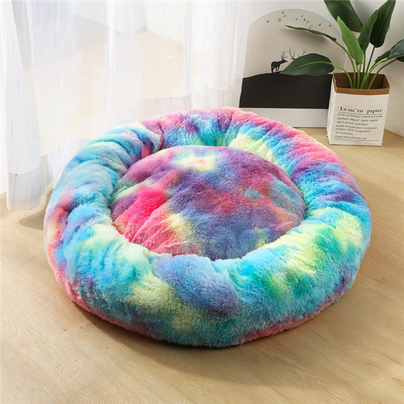 Round Plush Dog Beds for Small Dogs and Cats - Cozy Pet Nest Mat for Puppies