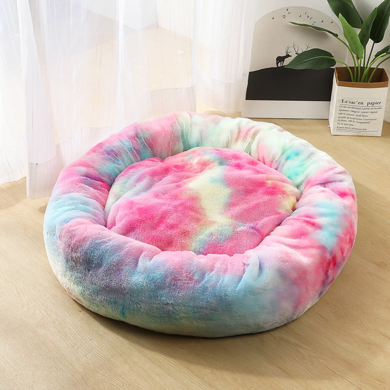 Round Plush Dog Beds for Small Dogs and Cats - Cozy Pet Nest Mat for Puppies