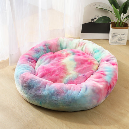 Round Plush Dog Beds for Small Dogs and Cats - Cozy Pet Nest Mat for Puppies
