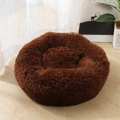 Round Plush Dog Beds for Small Dogs and Cats - Cozy Pet Nest Mat for Puppies