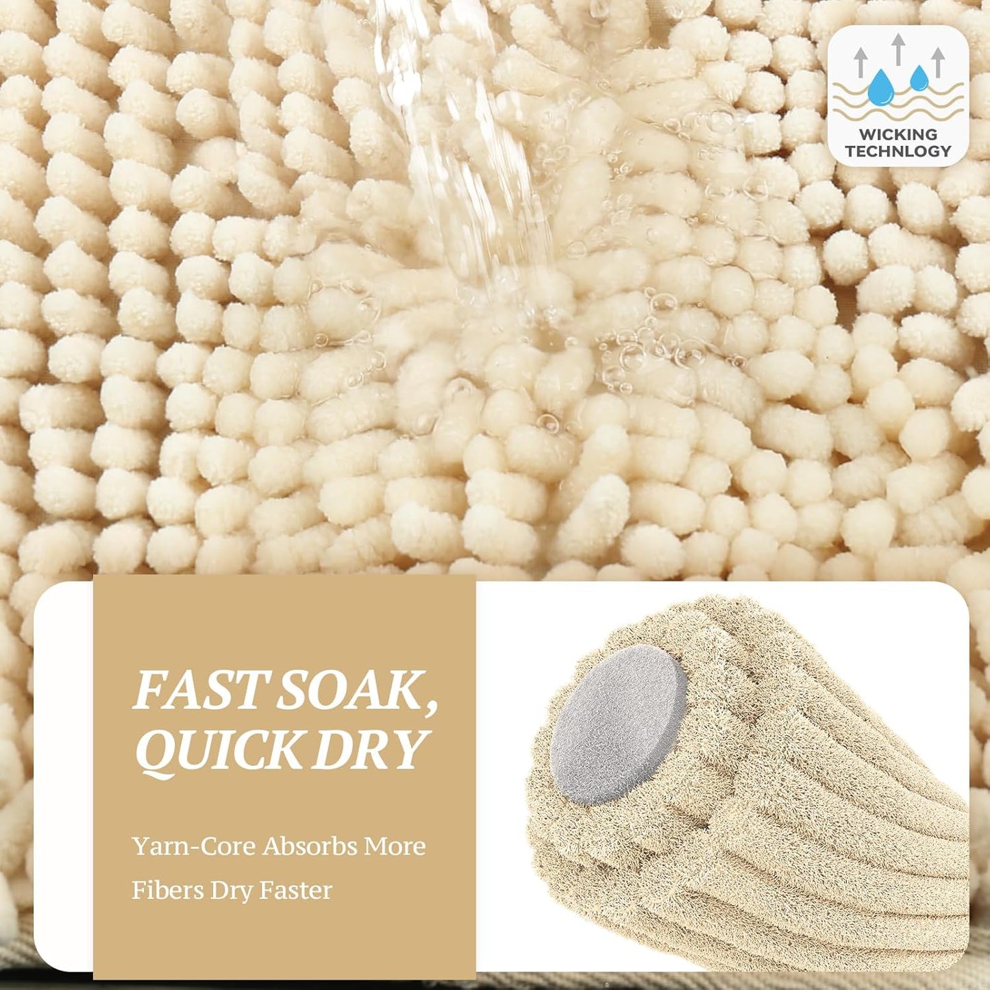 Absorpmax Dog Door Mat for Muddy Paws, 31" x 20", Beige | Non-Slip Indoor & Outdoor Mud Rug, Washable Soft Chenille, Waterproof Design
