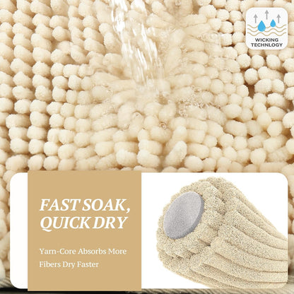 Absorpmax Dog Door Mat for Muddy Paws, 31" x 20", Beige | Non-Slip Indoor & Outdoor Mud Rug, Washable Soft Chenille, Waterproof Design