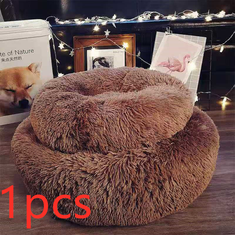 Round Plush Dog Beds for Small Dogs and Cats - Cozy Pet Nest Mat for Puppies