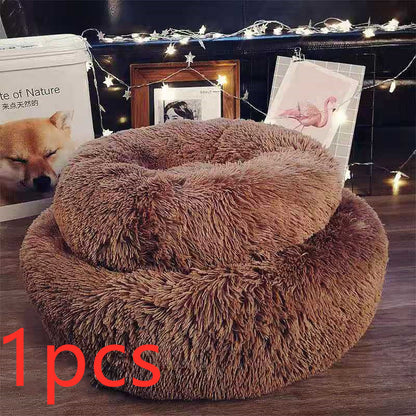 Round Plush Dog Beds for Small Dogs and Cats - Cozy Pet Nest Mat for Puppies