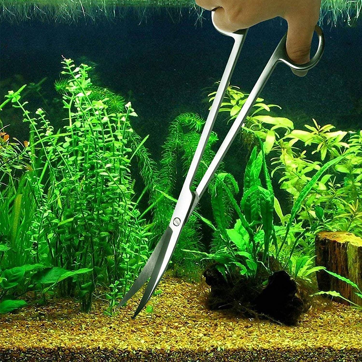 4-in-1 Stainless Steel Aquascaping Tool Set for Aquariums and Terrariums - Includes Long Tweezers, Scissors, and Spatula for Aquatic Plant Care