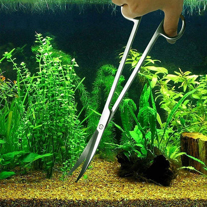 4-in-1 Stainless Steel Aquascaping Tool Set for Aquariums and Terrariums - Includes Long Tweezers, Scissors, and Spatula for Aquatic Plant Care