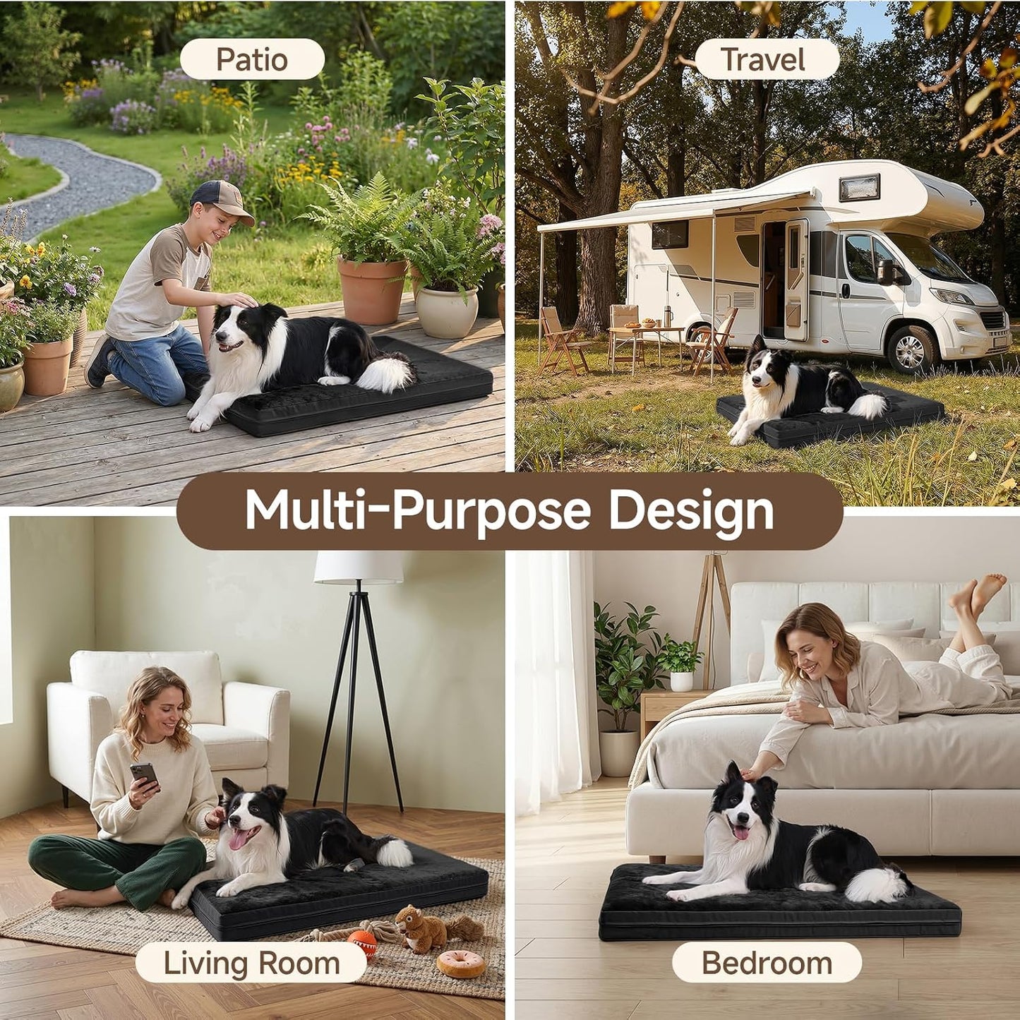 Premium Waterproof Dog Bed for Crate - Washable Reversible Kennel Pad, 23x17 inches, Black | Removable Cover, Anti-Slip, Outdoor Suitable for Small Dogs