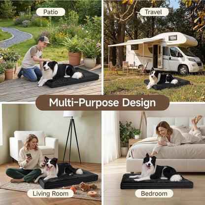 Premium Waterproof Dog Bed for Crate - Washable Reversible Kennel Pad, 23x17 inches, Black | Removable Cover, Anti-Slip, Outdoor Suitable for Small Dogs