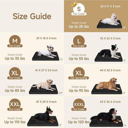 Premium Waterproof Dog Bed for Crate - Washable Reversible Kennel Pad, 23x17 inches, Black | Removable Cover, Anti-Slip, Outdoor Suitable for Small Dogs