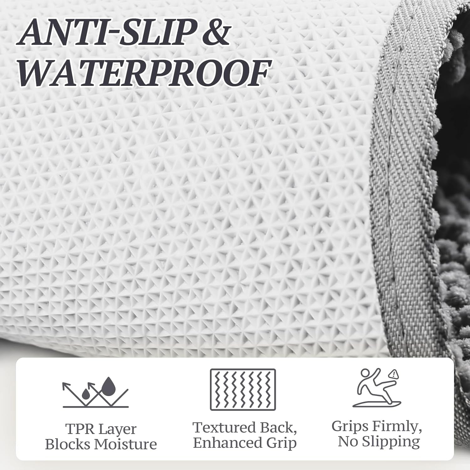 Absorpmax Dog Door Mat for Muddy Paws, 35" x 25", Grey | Non-Slip Mud Rug for Indoor & Outdoor Use, Washable Soft Chenille, Waterproof and Anti-Mud
