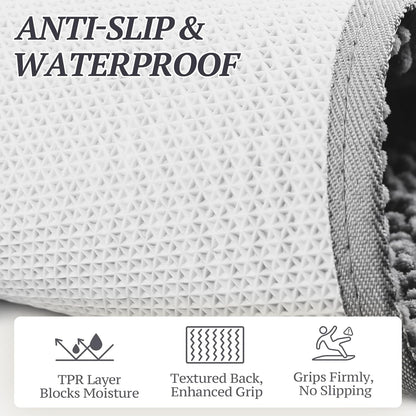 Absorpmax Dog Door Mat for Muddy Paws, 35" x 25", Grey | Non-Slip Mud Rug for Indoor & Outdoor Use, Washable Soft Chenille, Waterproof and Anti-Mud