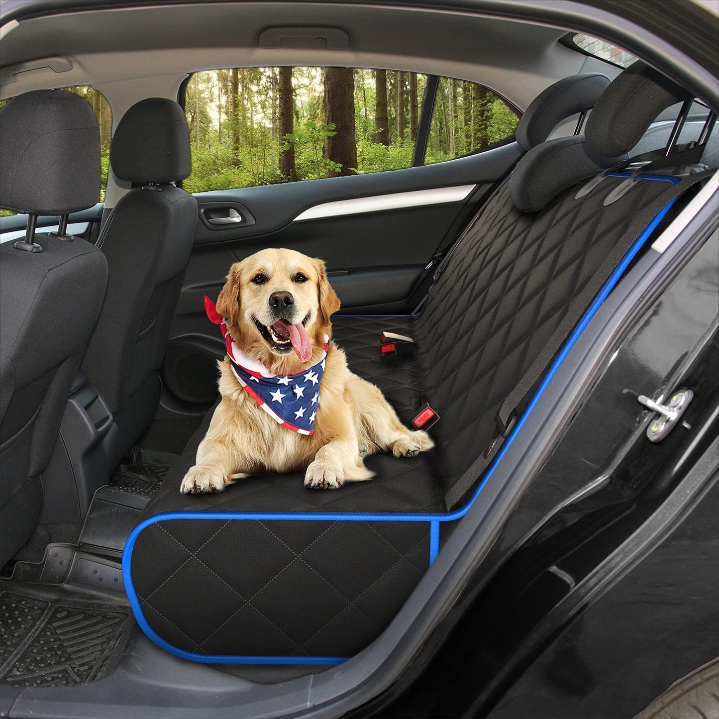 Extra Large Blue Waterproof Dog Rear Seat Cover - Durable, Scratch Resistant, Nonslip Protector for Vehicle Backseat, Machine Washable Pet Accessory