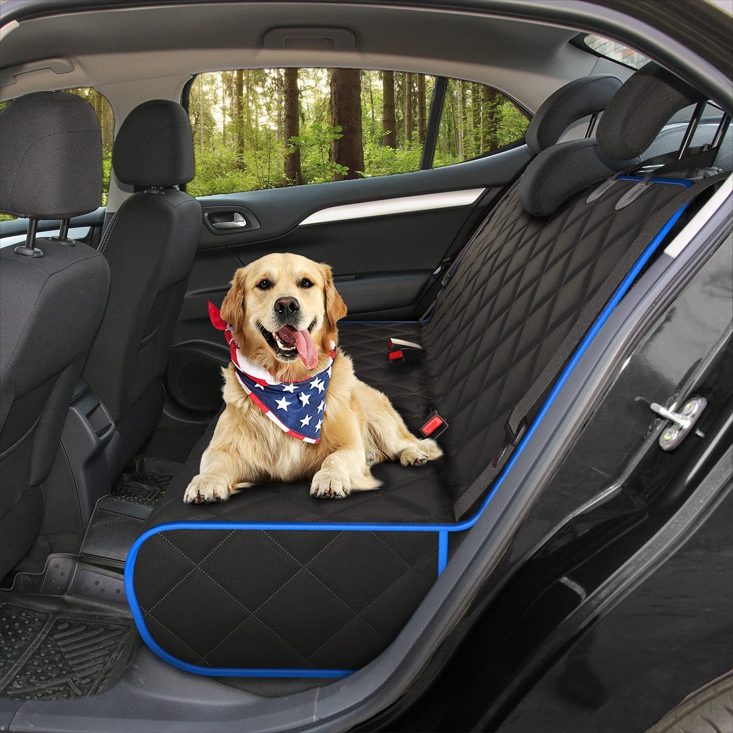 Extra Large Blue Waterproof Dog Rear Seat Cover - Durable, Scratch Resistant, Nonslip Protector for Vehicle Backseat, Machine Washable Pet Accessory