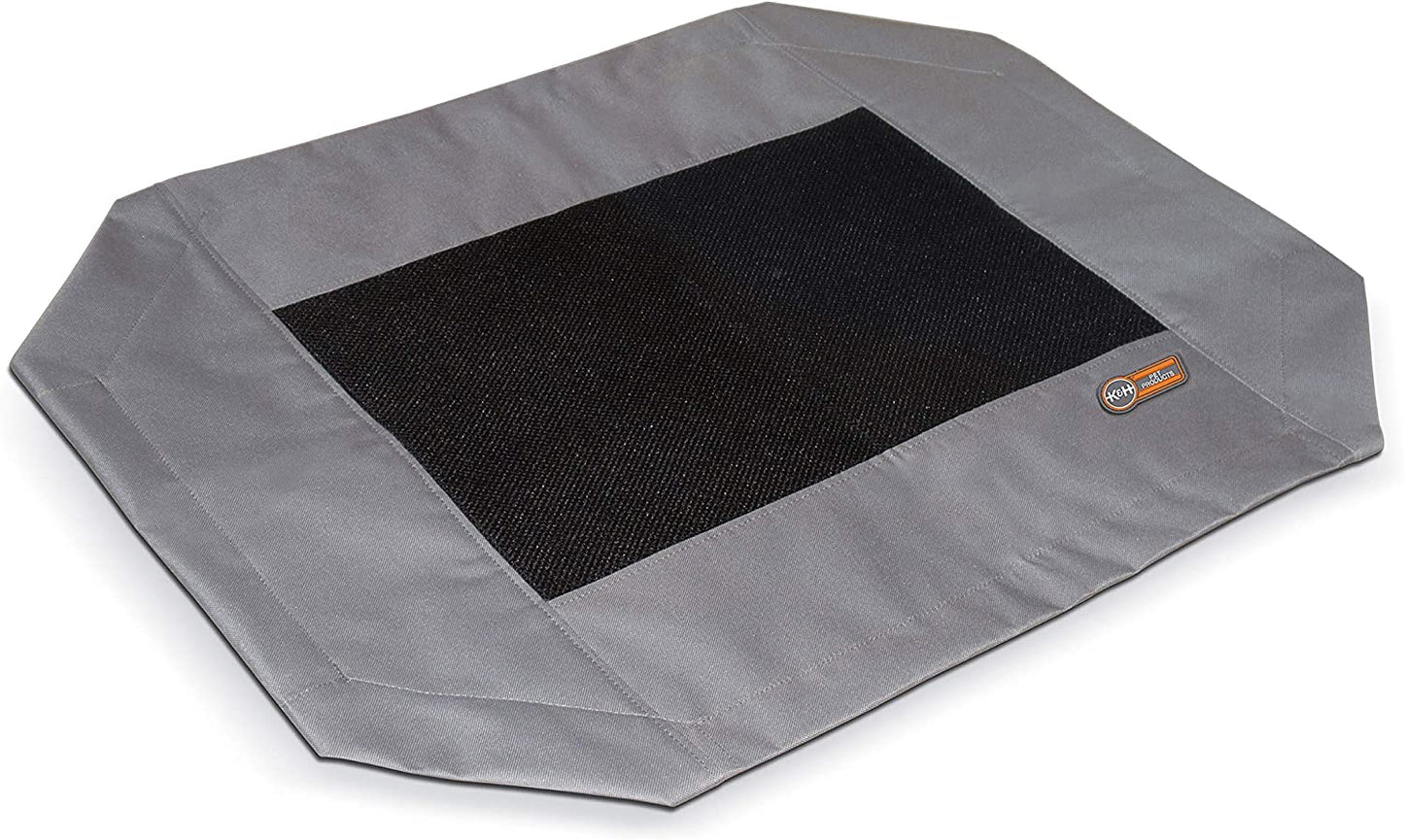 K&H Outdoor Elevated Dog Bed Pet Cot Replacement Cover, Medium 32X25In | Designed to Fit K&H Medium Pet Cots (Sold Separately), Indoor Outdoor Dog Bed, Breathable Mesh Center, Machine Washable, Gray