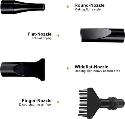 High Velocity Dog Grooming Dryer, Pet Blow Dryer with Heater, Black