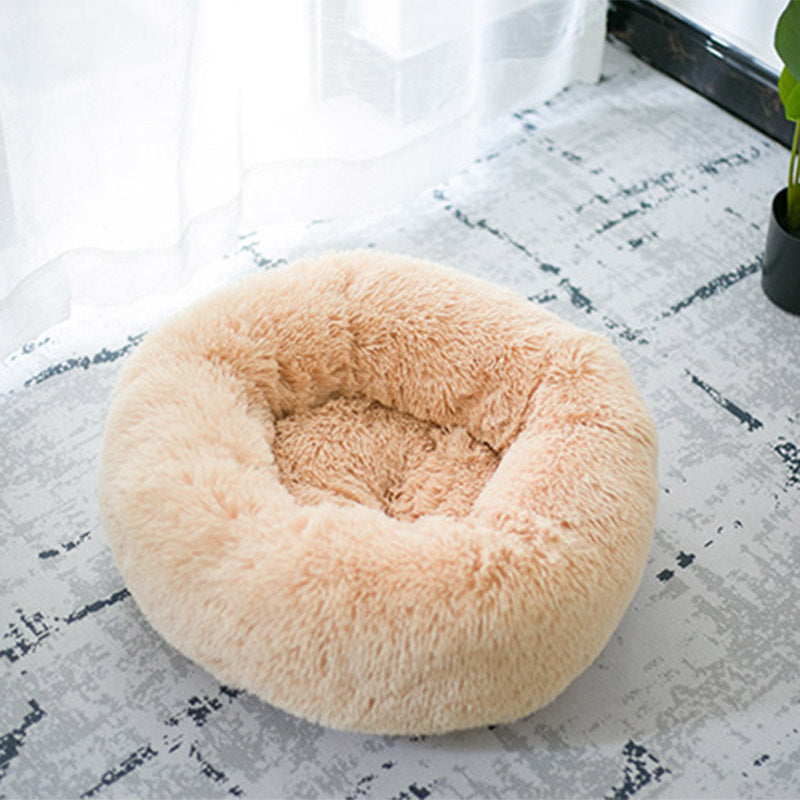 Round Plush Dog Beds for Small Dogs and Cats - Cozy Pet Nest Mat for Puppies