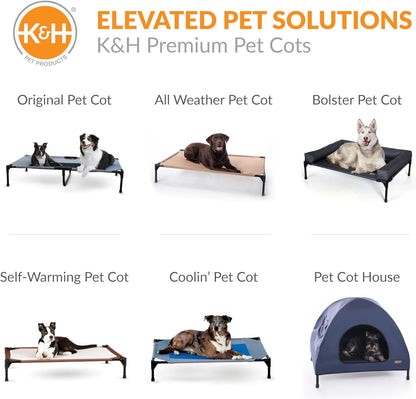 K&H Outdoor Elevated Dog Bed Pet Cot Replacement Cover, Medium 32X25In | Designed to Fit K&H Medium Pet Cots (Sold Separately), Indoor Outdoor Dog Bed, Breathable Mesh Center, Machine Washable, Gray